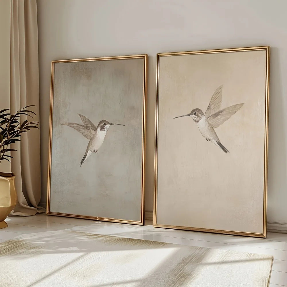 Linha Vintage Birds — Conjunto de 2 Telas Decorativas