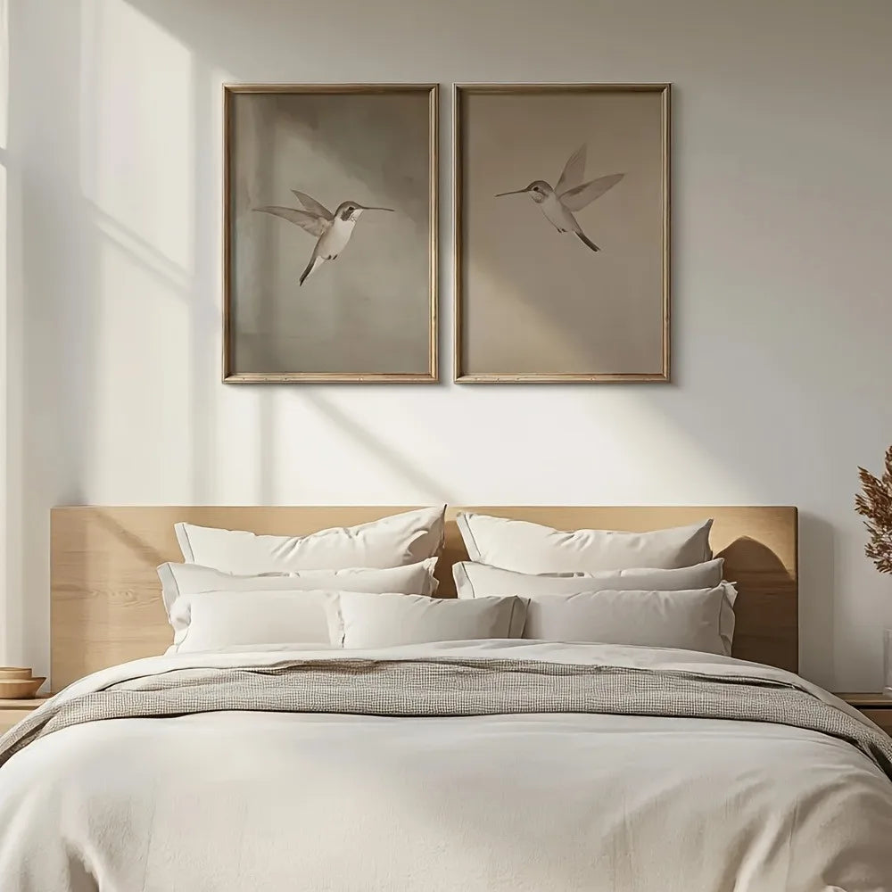 Linha Vintage Birds — Conjunto de 2 Telas Decorativas