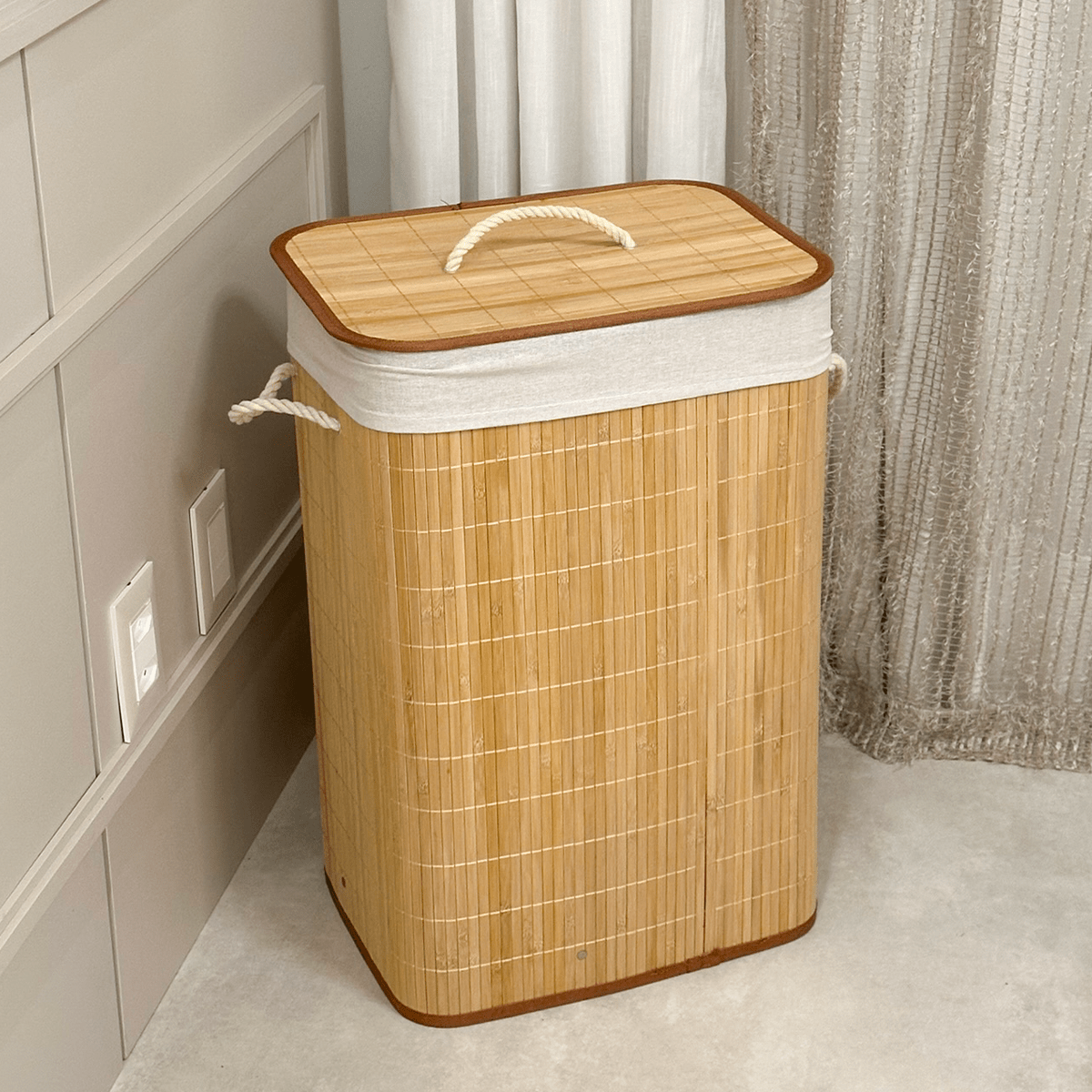 Coleção Bamboo Home — Cesto 60 cm com Tampa
